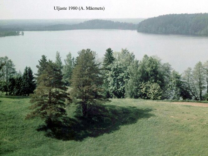 Maakond: Ida-Virumaa Veekogu nimi: Uljaste järv Pildistamise aeg: 1980 Pildistaja: A. Mäemets Pildistamise koht: E-kallas, oosilt Asimuut: W