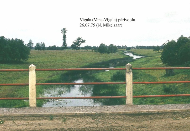 Maakond: Pärnumaa Veekogu nimi: Vigala jõgi Pildistamise aeg: 26. juuli 1975 Pildistaja: N. Mikelsaar Pildistamise koht: Vana-Vigala sillalt, p Asimuut: