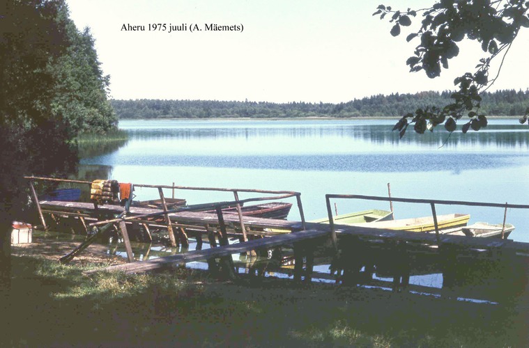 Maakond: Valgamaa Veekogu nimi: Aheru järv Pildistamise aeg: juuli 1975 Pildistaja: A. Mäemets Pildistamise koht: Oore paadisadamast SW kaldal Asimuut: NE
