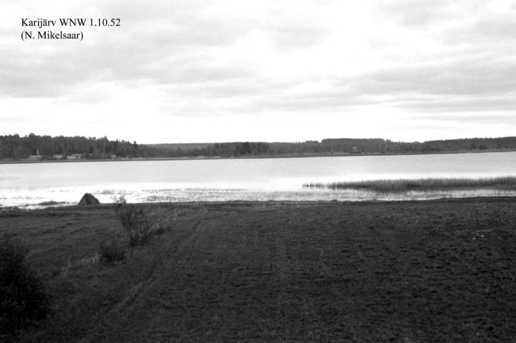 Maakond: Tartumaa Veekogu nimi: Karijärv Pildistamise aeg: 1. oktoober 1952 Pildistaja: N. Mikelsaar Pildistamise koht: W kallas Asimuut: ENE