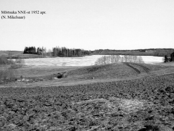 Maakond: Valgamaa Veekogu nimi: Mõrtsuka järv Pildistamise aeg: aprill 1952 Pildistaja: N. Mikelsaar Pildistamise koht: NNE kaldalt? Asimuut: