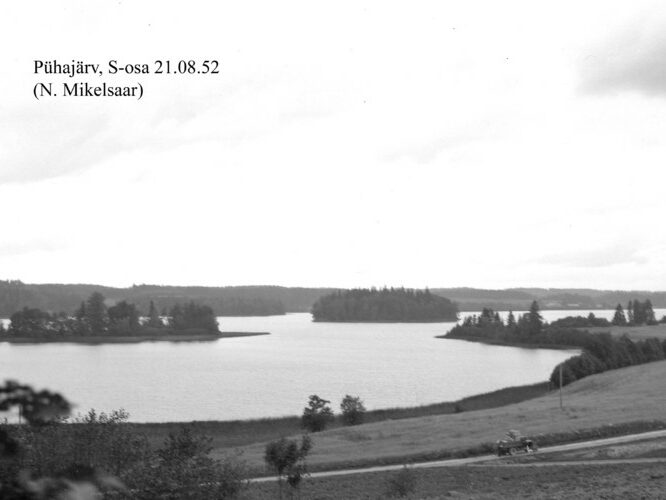 Maakond: Valgamaa Veekogu nimi: Pühajärv Pildistamise aeg: 21. august 1952 Pildistaja: N. Mikelsaar Pildistamise koht: S osa Asimuut: