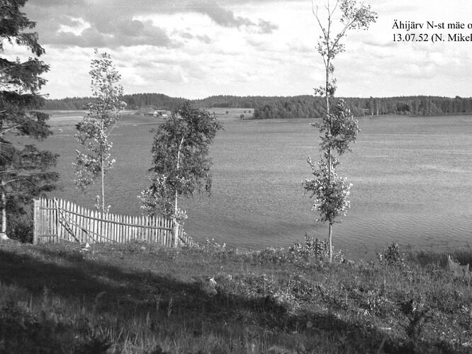 Maakond: Valgamaa Veekogu nimi: Ähijärv Pildistamise aeg: 13. juuli 1952 Pildistaja: N. Mikelsaar Pildistamise koht: N kaldalt m Asimuut: ENE