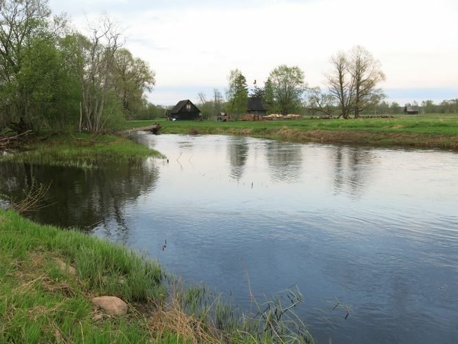 Maakond: Viljandimaa Veekogu nimi: Halliste jõgi Pildistamise aeg: 13. mai 2013 Pildistaja: H. Timm Pildistamise koht: Läti Asimuut: