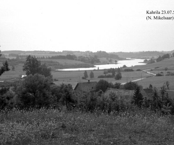 Maakond: Võrumaa Veekogu nimi: Kahrila järv Pildistamise aeg: 23. juuli 1957 Pildistaja: N. Mikelsaar Pildistamise koht: N Asimuut: SE
