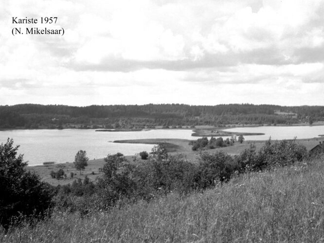 Maakond: Viljandimaa Veekogu nimi: Kariste järv Pildistamise aeg: 1957 Pildistaja: N. Mikelsaar Pildistamise koht: teadmata Asimuut: