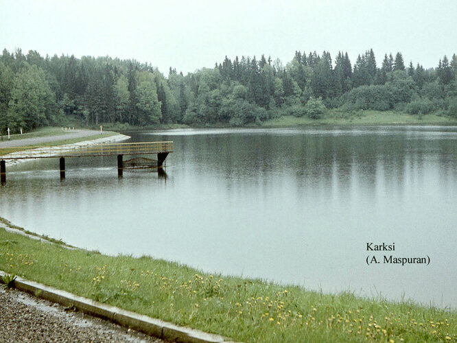 Maakond: Viljandimaa Veekogu nimi: Karksi paisjärv Pildistamise aeg: teadmata Pildistaja: A. Maspuran Pildistamise koht: teadmata Asimuut: