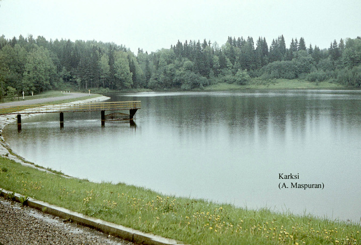 Maakond: Viljandimaa Veekogu nimi: Karksi paisjärv Pildistamise aeg: teadmata Pildistaja: A. Maspuran Pildistamise koht: teadmata Asimuut: