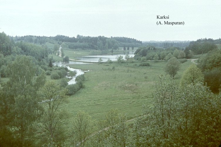 Maakond: Viljandimaa Veekogu nimi: Karksi paisjärv Pildistamise aeg: teadmata Pildistaja: A. Maspuran Pildistamise koht: linnusem Asimuut: WNW