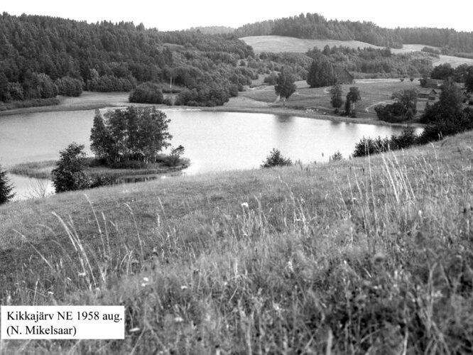 Maakond: Võrumaa Veekogu nimi: Kikkajärv Pildistamise aeg: august 1958 Pildistaja: N. Mikelsaar Pildistamise koht: NE kaldalt? Asimuut: