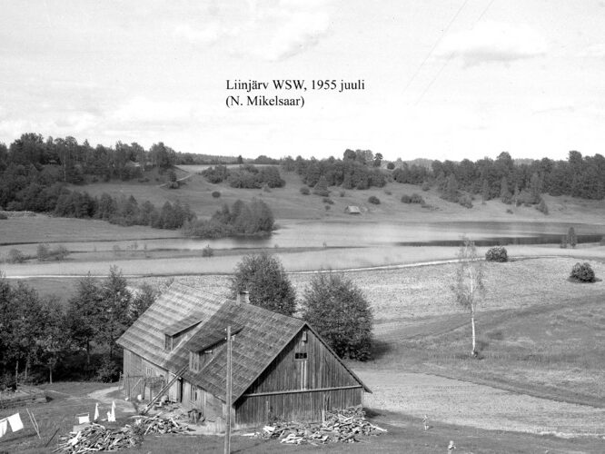 Maakond: Võrumaa Veekogu nimi: Liinjärv Pildistamise aeg: juuli 1955 Pildistaja: N. Mikelsaar Pildistamise koht: WSW kaldalt Asimuut: E