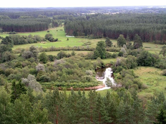 Maakond: Võrumaa Veekogu nimi: Mustjõgi Pildistamise aeg: 13. august 2004 Pildistaja: H. Timm Pildistamise koht: alamjooks Tellingumäe tornist Asimuut: