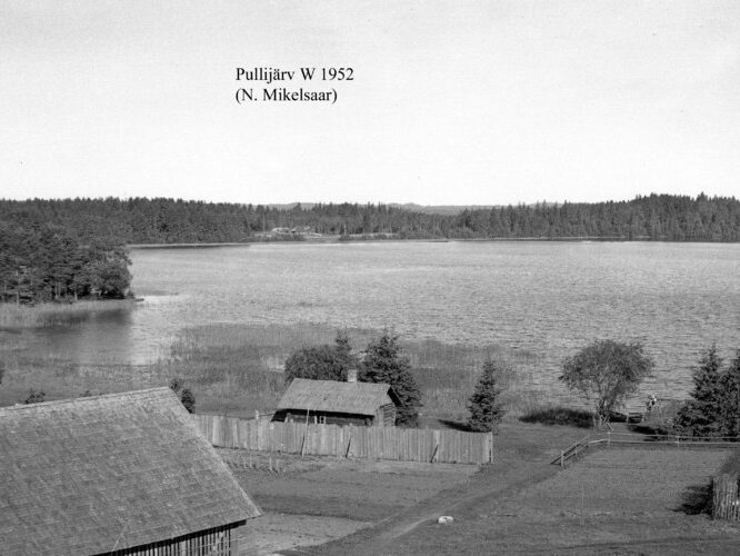 Maakond: Võrumaa Veekogu nimi: Pullijärv Pildistamise aeg: 1952 Pildistaja: N. Mikelsaar Pildistamise koht: W kaldalt? Asimuut: