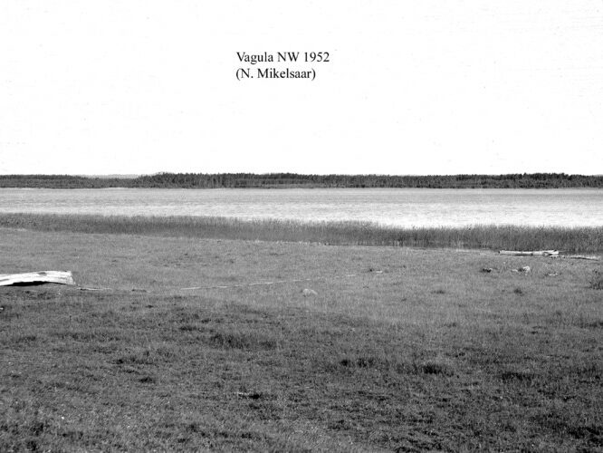 Maakond: Võrumaa Veekogu nimi: Vagula järv Pildistamise aeg: 1952 Pildistaja: N. Mikelsaar Pildistamise koht: NW (kallas?) Asimuut: SE?