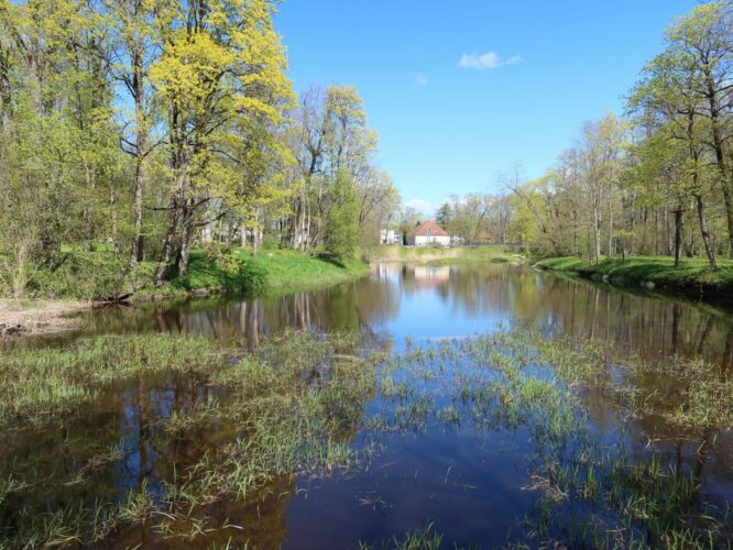 Maakond: Pärnumaa Veekogu nimi: Audru jõgi Pildistamise aeg: 15. mai 2022 Pildistaja: H. Timm Pildistamise koht: Audru Asimuut: NNE Veekogude registri viide: https://register.keskkonnaportaal.ee/register/body-of-water/8380091